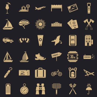 Seyahat Icons set, basit tarzı