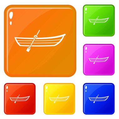 Kürek simgeleri vektör renk ayarlamak ile Tekne