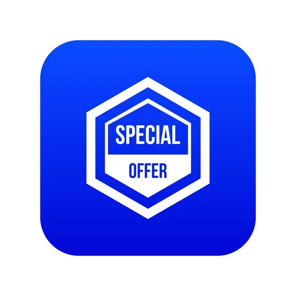Oferta especial ícone pentágono azul digital — Vetor de Stock