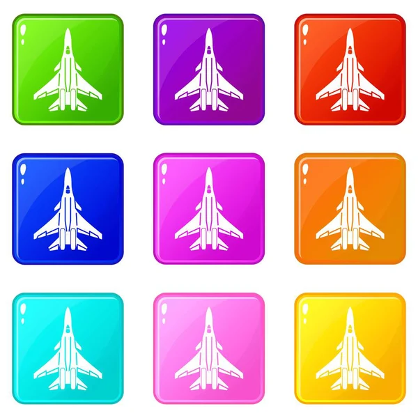 Jeu d'icônes Bomber 9 collection de couleurs — Image vectorielle