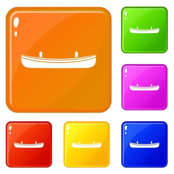 Icônes de petit bateau définir la couleur vectorielle — Image vectorielle