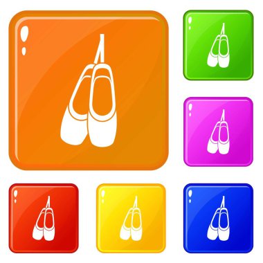 Pointe ayakkabı simgeleri vektör renk ayarlamak