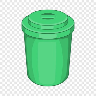 Yeşil plastik kap simgesi, karikatür tarzı