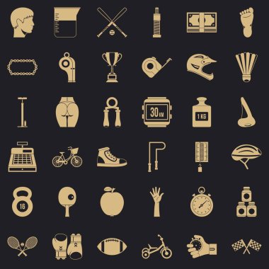 Vücut geliştirme Icons set, basit tarzı