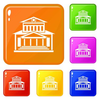 Tiyatro bina simgeleri vektör renk ayarlamak