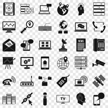 İletişim Icons set, basit tarzı