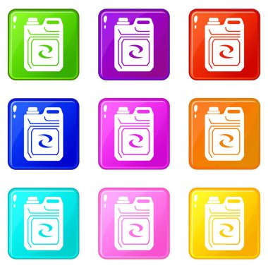 Yıkama şişesi simgeleri 9 renk koleksiyonu ayarlayın