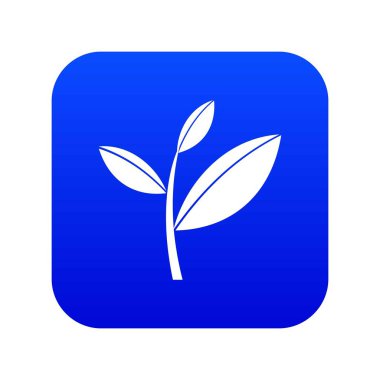 Çay yaprağı filizi simgesi dijital mavi