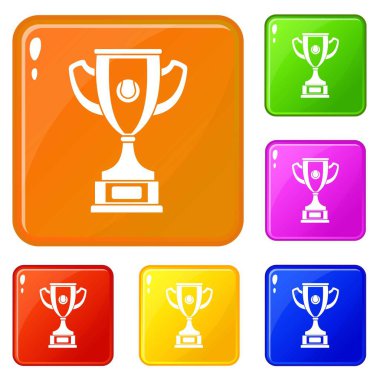 Altın fincan simgeleri vektör renk seti