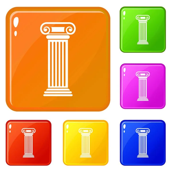 Romeinse kolom pictogrammen set vector kleur — Stockvector