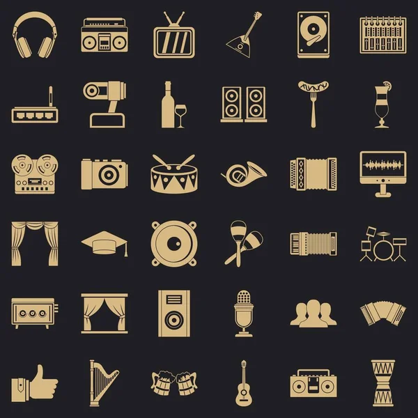 Conjunto de iconos de música, estilo simple — Vector de stock