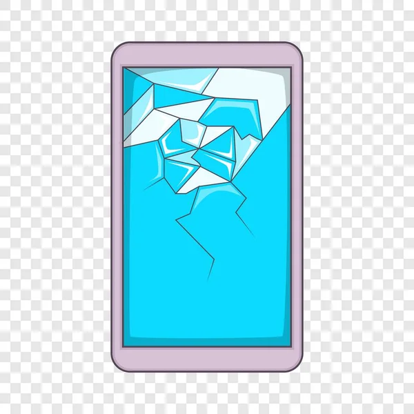 Smartphone with broken screen icon, cartoon style — Stock Vector