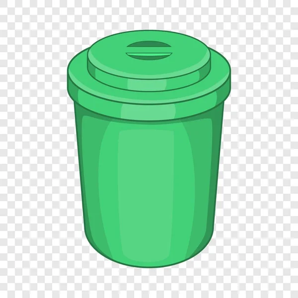 Icona tazza di plastica verde, stile cartone animato — Vettoriale Stock