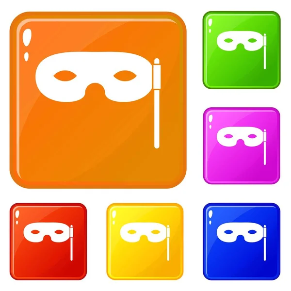 Carnival mask icons set vector color — Stock Vector