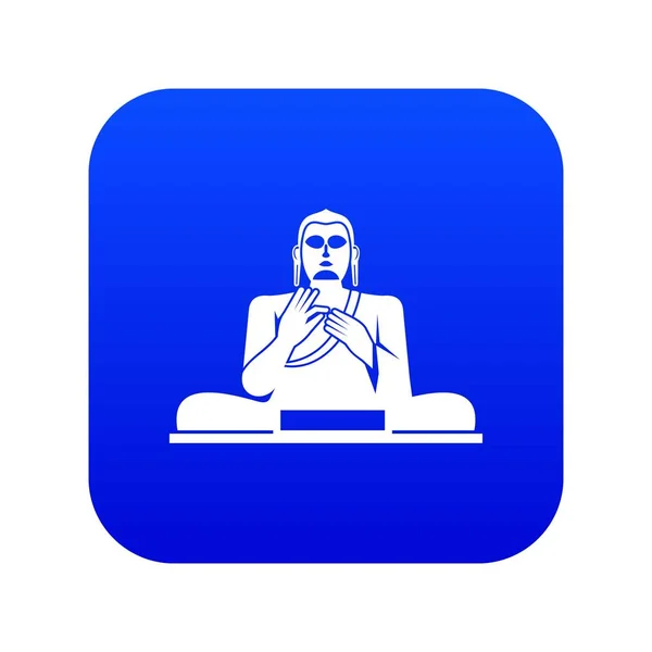 Estatua de Buda icono digital azul — Vector de stock