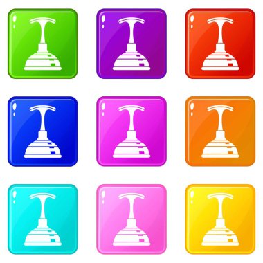 Dalgıç simgeler 9 renk koleksiyonu ayarla