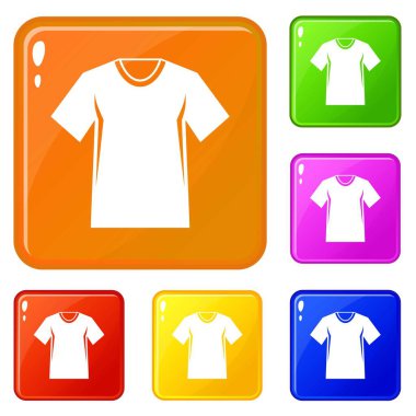 Erkek tenis t-shirt simgeleri vektör renk seti