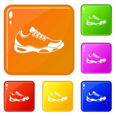 Tenis ikonları için spor ayakkabılar vektör rengini ayarlar