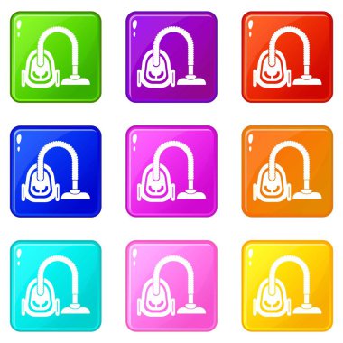 Elektrikli süpürge simgeleri 9 renk koleksiyonu ayarlayın