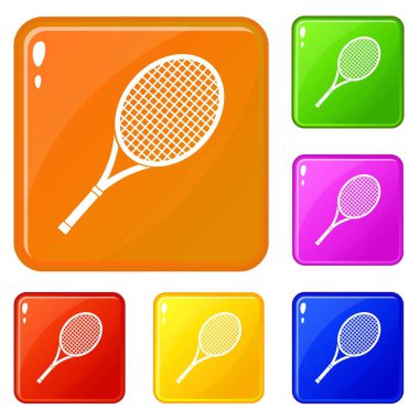 Tenis raketi simgeler vektör renk ayarla