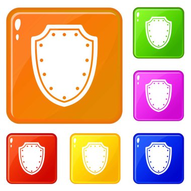 Ordu koruyucu kalkan simgeleri vektör renk seti