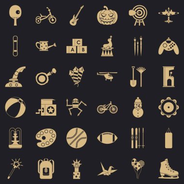 Çocuk oyun Icons set, basit tarzı