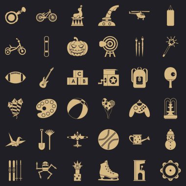 Çocuk Bisiklet Icons set, basit tarzı