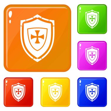 Çapraz simgeleri vektör renk ayarlamak ile Kalkan