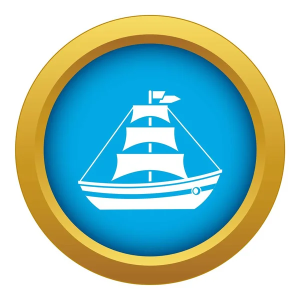 Barca con icona vele vettoriale blu isolato — Vettoriale Stock