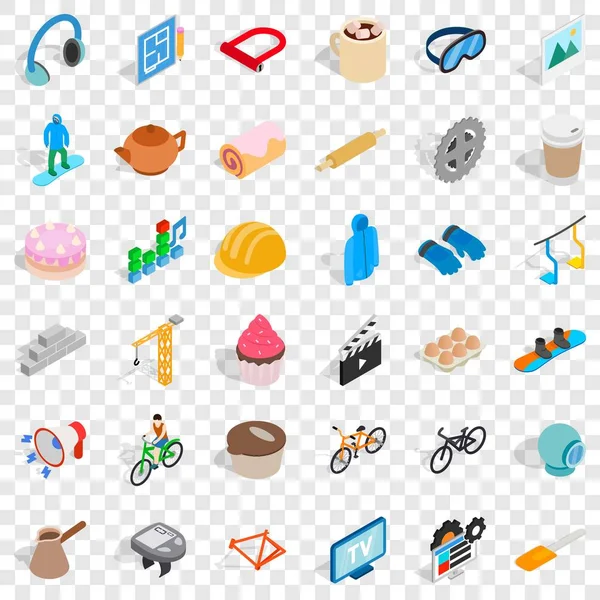 Conjunto de iconos de bicicleta, estilo isométrico — Vector de stock