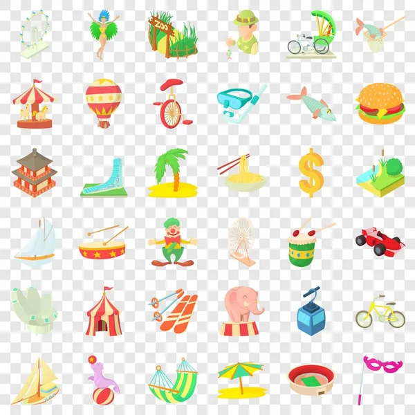 Juego de iconos de viaje, estilo de dibujos animados — Vector de stock