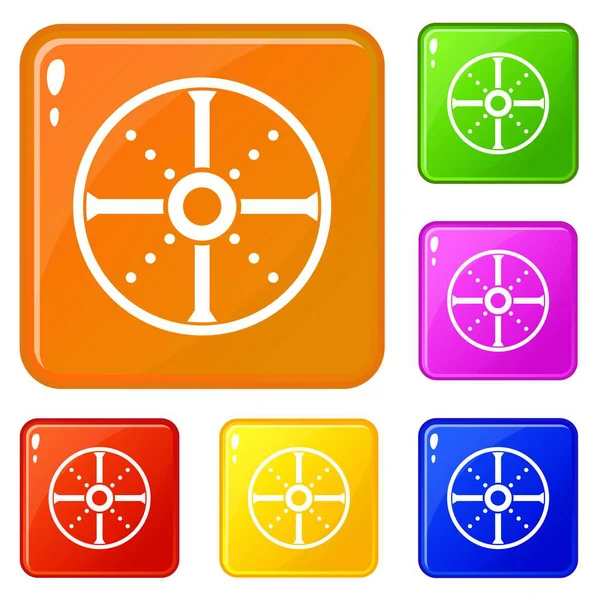 Iconos de escudo redondo conjunto vector de color — Archivo Imágenes Vectoriales