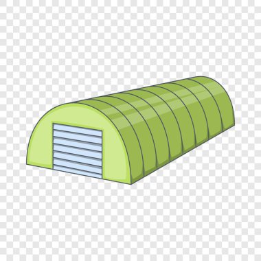 Yeşil yarım silindirik hangar simgesi, karikatür tarzı