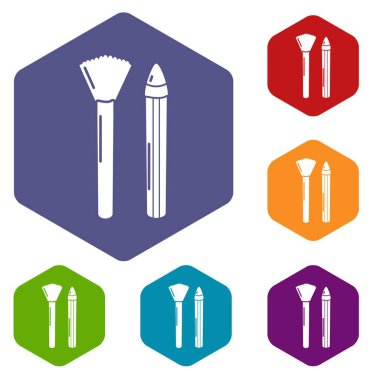 Fırça kalem simgeleri vektör hexahedron