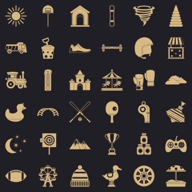 Bahçesi Icons set, basit tarzı