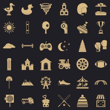 Okul öncesi Icons set, basit tarzı