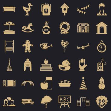 Anaokulu Icons set, basit tarzı