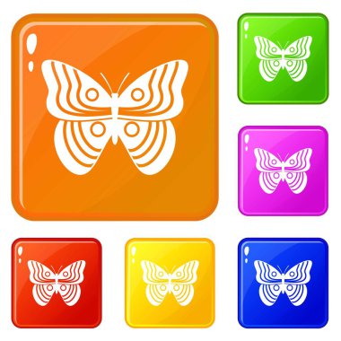 Soyulmuş kelebek simgeleri vektör renk seti
