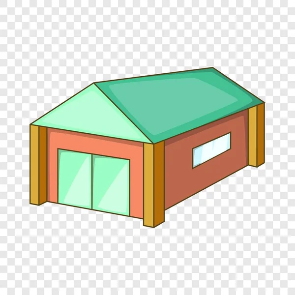 Garage met een groen dak-pictogram, cartoon stijl — Stockvector