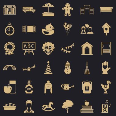 Çocuk Bahçesi Icons set, basit tarzı