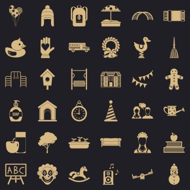 Oyuncak ayı Icons set, basit tarzı