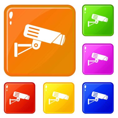 Güvenlik kamera simgeler vektör renk ayarla