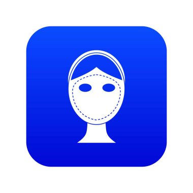 Yüz kozmetik cerrahi simgesi dijital mavi için işaretlenmiş