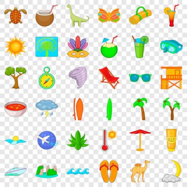 Doğa Icons set, karikatür tarzı