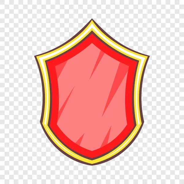Red safety protection shield icon, cartoon style — Stock Vector