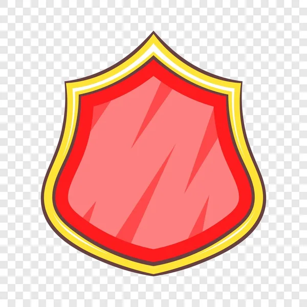 Icono de escudo de protección en blanco rojo, estilo de dibujos animados — Vector de stock