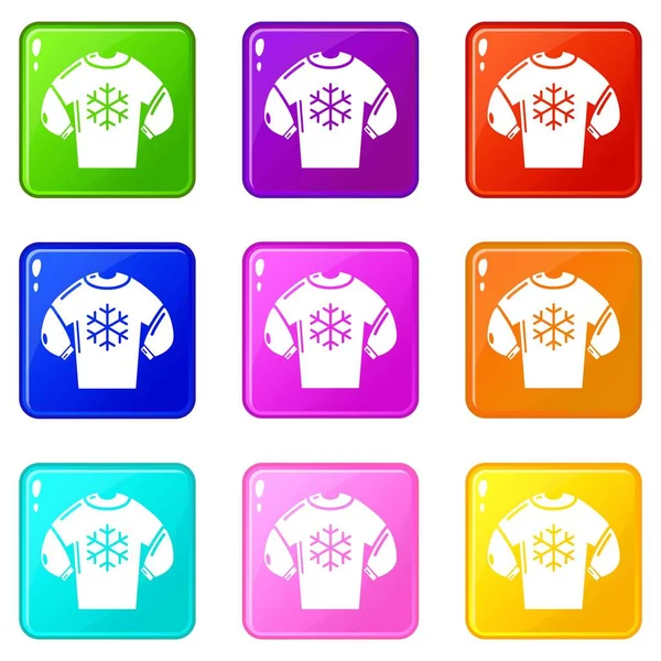 Pullover Symbole Set 9 Farben Kollektion — Stockvektor