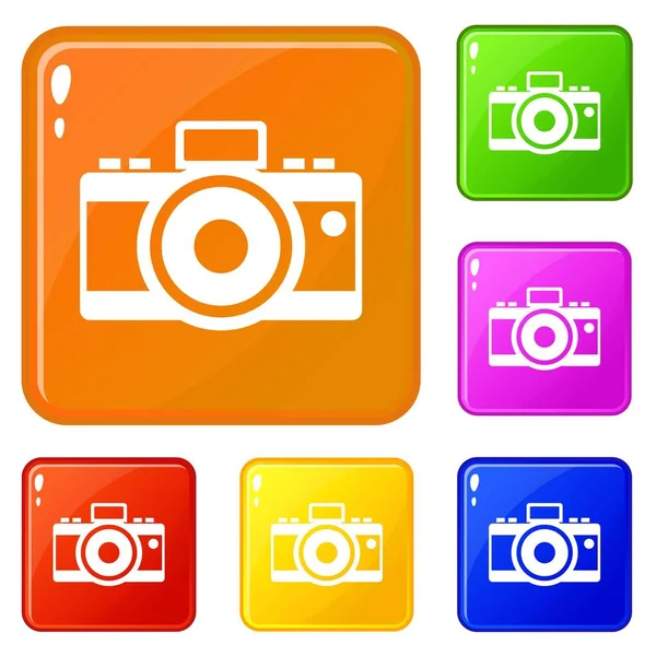 Photocamera-Symbole setzen Vektorfarbe — Stockvektor