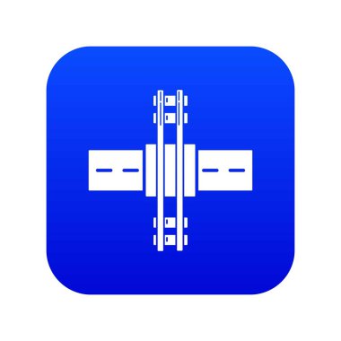 Demiryolu geçiş simgesi mavi vektör