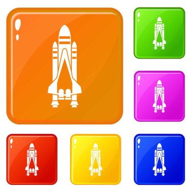 Uzay mekiği simgeleri vektör rengini ayarlayın